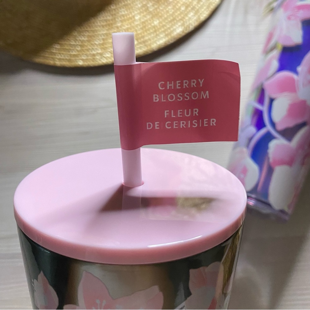 Starbucks Pink Silver Stainless Steel Floral Cherry Blossom Tumblers | 24 OZ - Picture 5 of 6